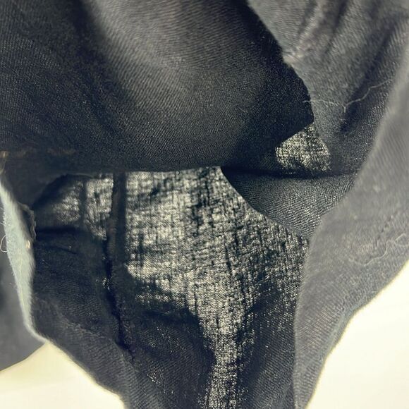 Eileen Fisher Wide Leg Cropped Pants 100% Irish Linen Black Size M - Picture 8 of 12